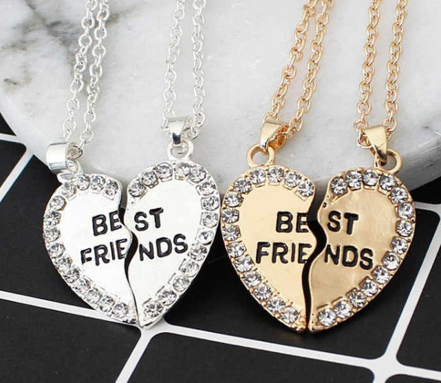 BondedHeartsâ„?â€?Custom Couple Necklaces (Split Heart Set)